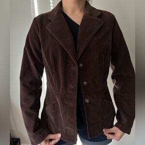 Y2K Boho St Johns Bay Chocolate Brown Preppy Corduroy Button Up Blazer - Small